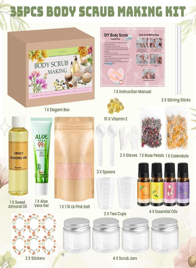 JUYRLE Body Scrub Making Kit- DIY Pink Salt Body Scrub Kit with Almond Oil, Essential Oils, Moisturizing and Exfoliating Dry Skin Hand Foot DIY Organic SPA Kit Gifts For Women & Men - Image 2