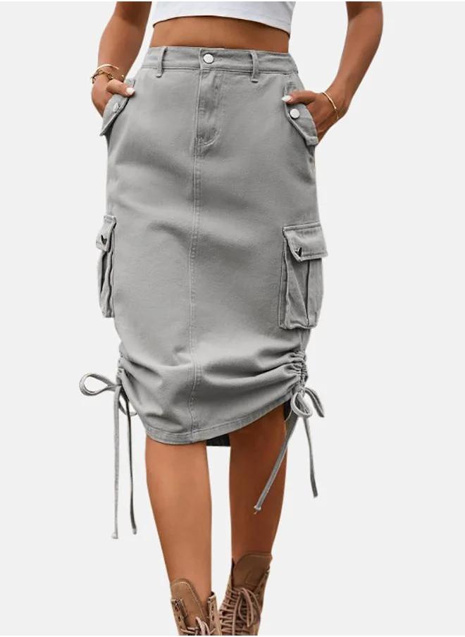 يونيكي Grey Denim Mini Skirts