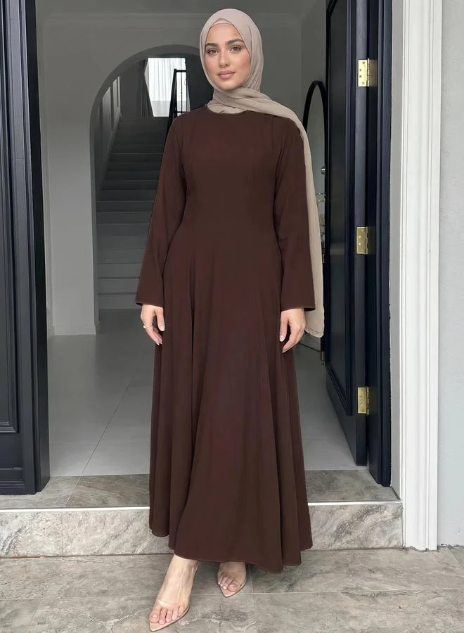 ستايلي فستان ماكسي سادة بقصة A وأكمام طويلة