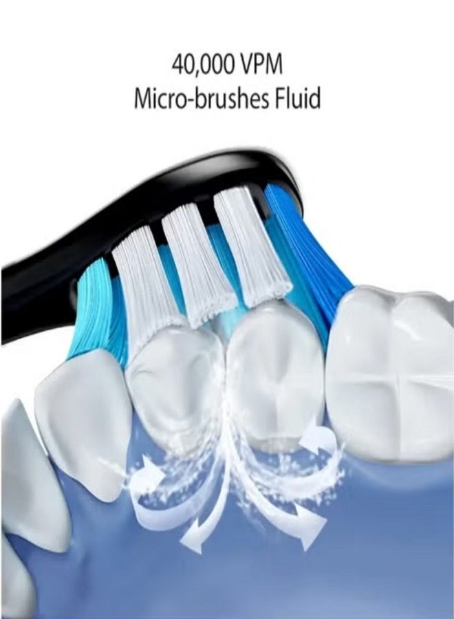 Bitvae Sonic Electric Toothbrush for Adults Black – Rechargeable Ultrasonic Tooth Brush with 5 Smart Modes, 8 Dupont Brush Heads, Fast USB Charging (2H), 30 Days Battery, Travel Case, IPX7 Waterproof, Soft “W” Shaped Bristles for Deep Cleansing, Whitening & Gum Care – Professional Dentist Recommended Toothbrush for Home, Travel & Office - Image 5