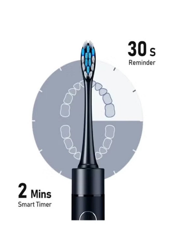 Bitvae Sonic Electric Toothbrush for Adults Black – Rechargeable Ultrasonic Tooth Brush with 5 Smart Modes, 8 Dupont Brush Heads, Fast USB Charging (2H), 30 Days Battery, Travel Case, IPX7 Waterproof, Soft “W” Shaped Bristles for Deep Cleansing, Whitening & Gum Care – Professional Dentist Recommended Toothbrush for Home, Travel & Office - Image 3