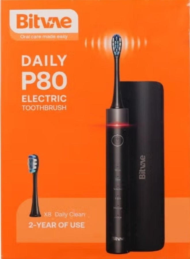 Bitvae Sonic Electric Toothbrush for Adults Black – Rechargeable Ultrasonic Tooth Brush with 5 Smart Modes, 8 Dupont Brush Heads, Fast USB Charging (2H), 30 Days Battery, Travel Case, IPX7 Waterproof, Soft “W” Shaped Bristles for Deep Cleansing, Whitening & Gum Care – Professional Dentist Recommended Toothbrush for Home, Travel & Office - Image 4