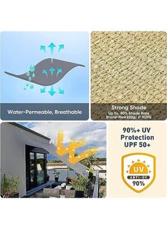MIXDE Heavy Duty Sun Shade Sail, UV Protection Fade Tear and Rust Resistant Canopy Blocks Sunlight, Easy Install Breathable Sail, Shades Outdoor Patio Lawn Garden, 3x5m Rectangle Sunshade  - Image 2