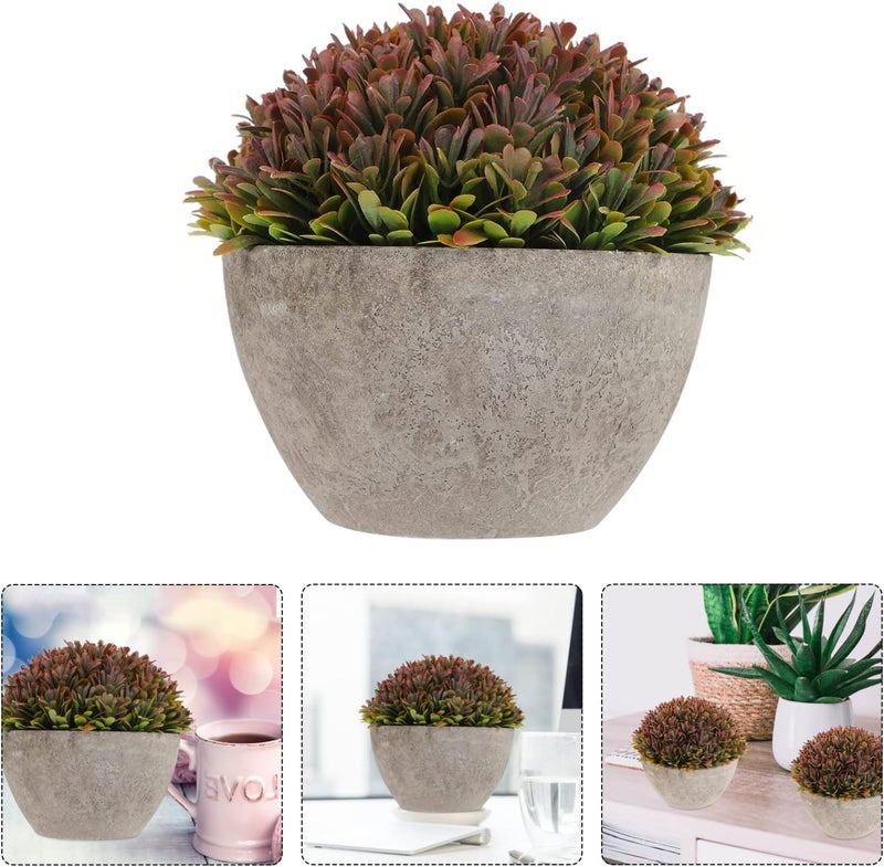 klarako Artificial Potted Plant Mini Faux Flower Pot Mini Potted Flower Desktop Fake Flower Pot Artificial Plants Pot Faux Green Plant Pot Desk Topper Mini Plants Pulp Plastic Flower Small - Image 2