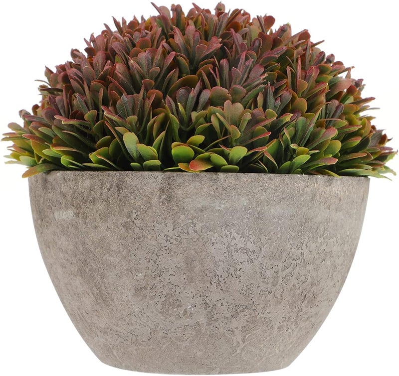 klarako Artificial Potted Plant Mini Faux Flower Pot Mini Potted Flower Desktop Fake Flower Pot Artificial Plants Pot Faux Green Plant Pot Desk Topper Mini Plants Pulp Plastic Flower Small - Image 1