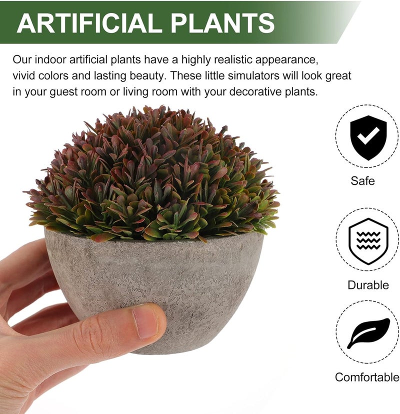 klarako Artificial Potted Plant Mini Faux Flower Pot Mini Potted Flower Desktop Fake Flower Pot Artificial Plants Pot Faux Green Plant Pot Desk Topper Mini Plants Pulp Plastic Flower Small - Image 4
