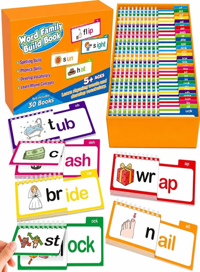 DAXANSTORE Word Family Builder Learning Kit for Kids - 30 Interactive Phonics Flip Books with Rhyming Words,Vocabulary Development & Early Reading Activities Educational Language Learning Toy. - Image 1
