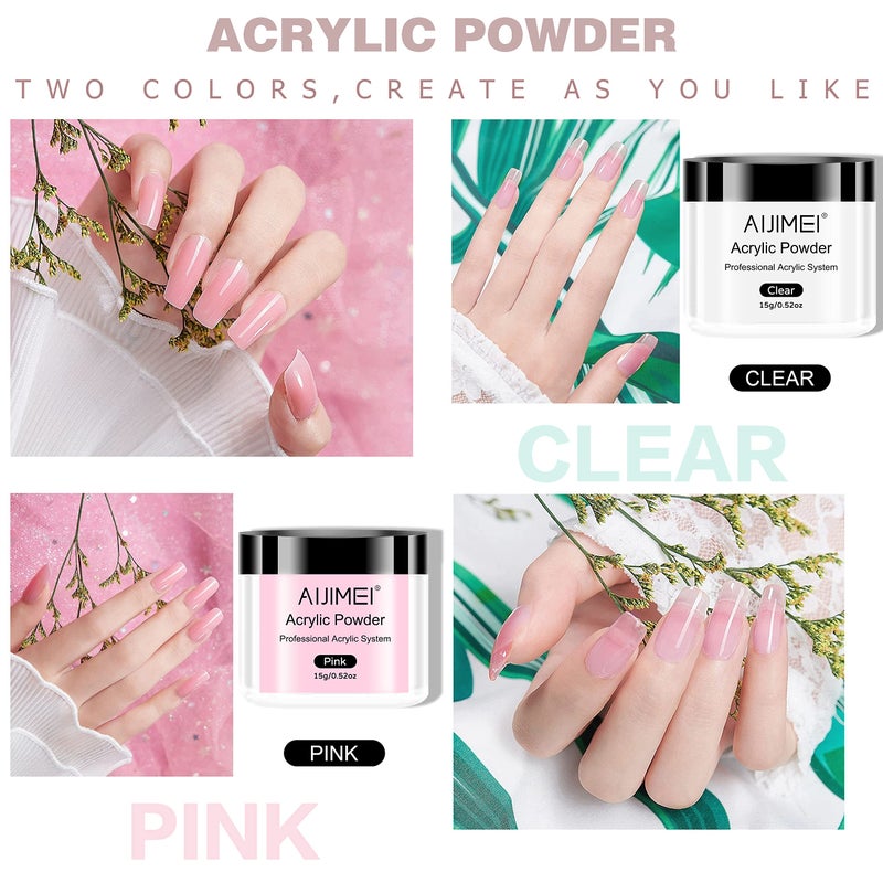 AIJIMEI Acrylic Powder Nail Kit with Professional Liquid Monomer and Acrylic Brush Cleaner,Acrylic Nail Tools Set Extension Nail System - Image 2