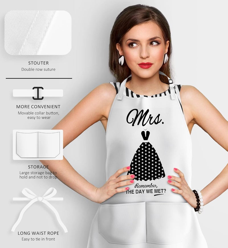 CITTA Mr & Mrs Aprons for Couple Gift-Anniversary,Bridal Shower,Wedding,Engagement,Christmas Gifts for Couple,Kitchen Gift Set - Image 4