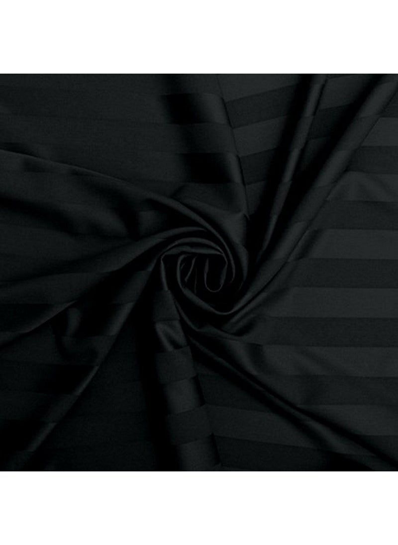HSR Collection HSR Collection 300 TC Double Bed Plain Satin Cotton bedsheet with 2 Pillow Covers Plain Premium Platinum Superior Elegant Solid Stripes King Black  - Image 2