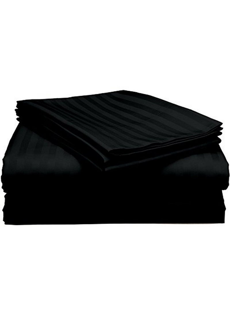 HSR Collection HSR Collection 300 TC Double Bed Plain Satin Cotton bedsheet with 2 Pillow Covers Plain Premium Platinum Superior Elegant Solid Stripes King Black  - Image 3