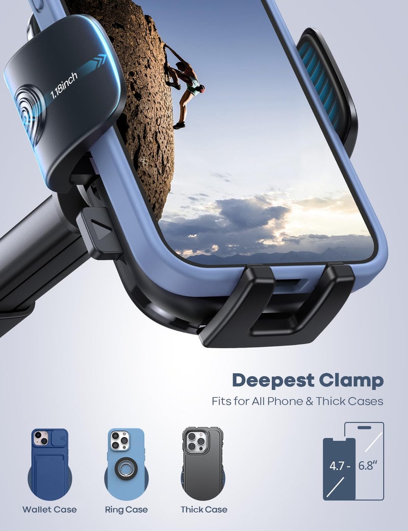 Lamicall Car Phone Mount - [Strongest Military-Grade Suction Cup] 360° Rotation Phone Holders for Your Car Quick Release Adjustable Phone Mount for Car Dashboard for iPhone 17 16 Pro Max Galaxy Truck - Image 2