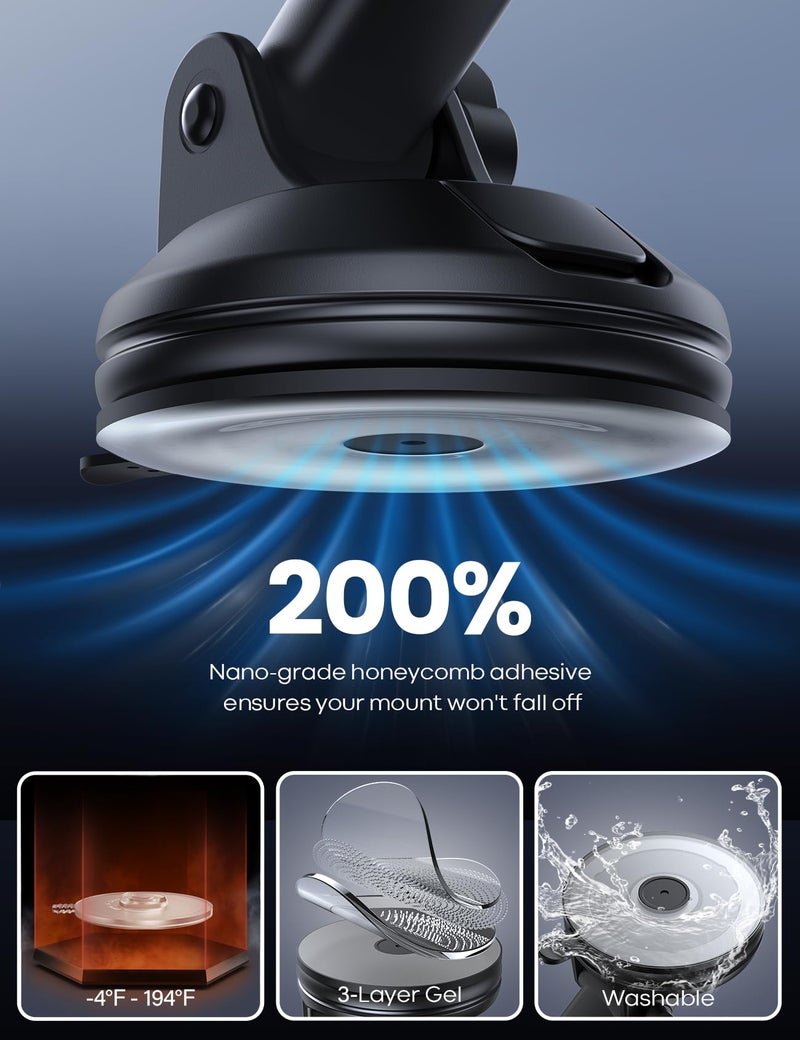 Lamicall Car Phone Mount - [Strongest Military-Grade Suction Cup] 360° Rotation Phone Holders for Your Car Quick Release Adjustable Phone Mount for Car Dashboard for iPhone 17 16 Pro Max Galaxy Truck - Image 3