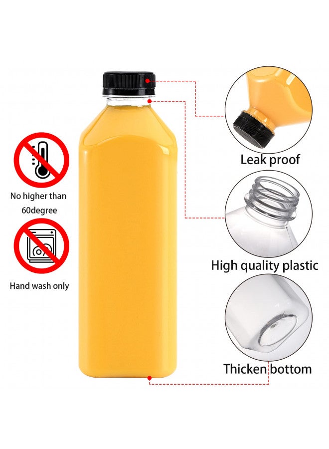 Cedilis 10 Pack 33oz Plastic Juice Bottles with Black Cap, Clear Reusable Containers with Lids, Great Disposable Bottles for Making Juice, Milk, Salad Dressing, Smoothie and Other Beverages - Image 2