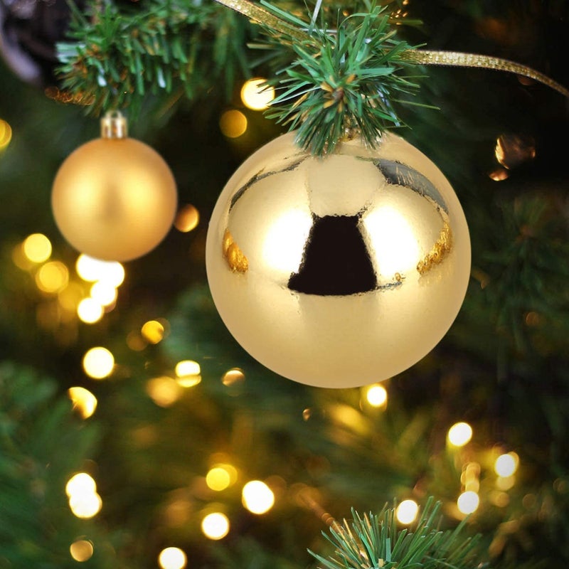 C R Tradelink 40MM Xmas Decorative Balls Beautiful Hanging Balls Multicolor Hanging Balls for Christmas Party Birthday New Year Total 24 Balls 12Pcs Golden 12Pcs Silver Size 40 MM 4 CM