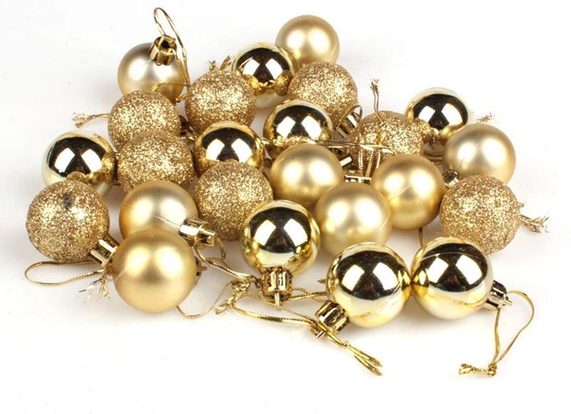 C R Tradelink 40MM Xmas Decorative Balls Beautiful Hanging Balls Multicolor Hanging Balls for Christmas Party Birthday New Year Total 24 Balls 12Pcs Golden 12Pcs Silver Size 40 MM 4 CM