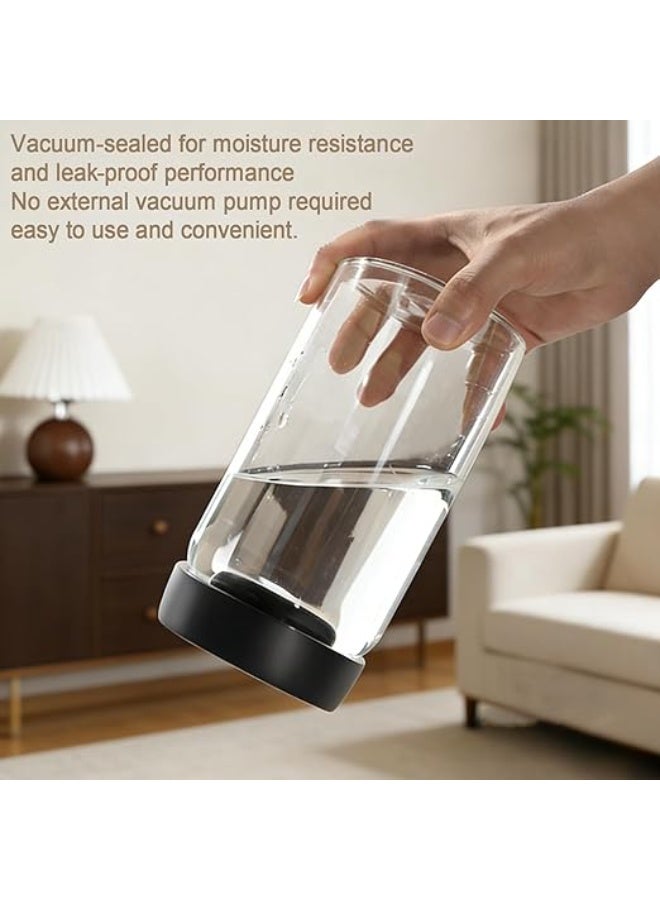 3UP Airtight Coffee Storage Jar 1800ML, Borosilicate Glass Vacuum Sealed Canister with Push Button, Leakproof for Coffee Beans/Grounds, Tea, Sugar, Nuts, Spices - Transparent - Image 5