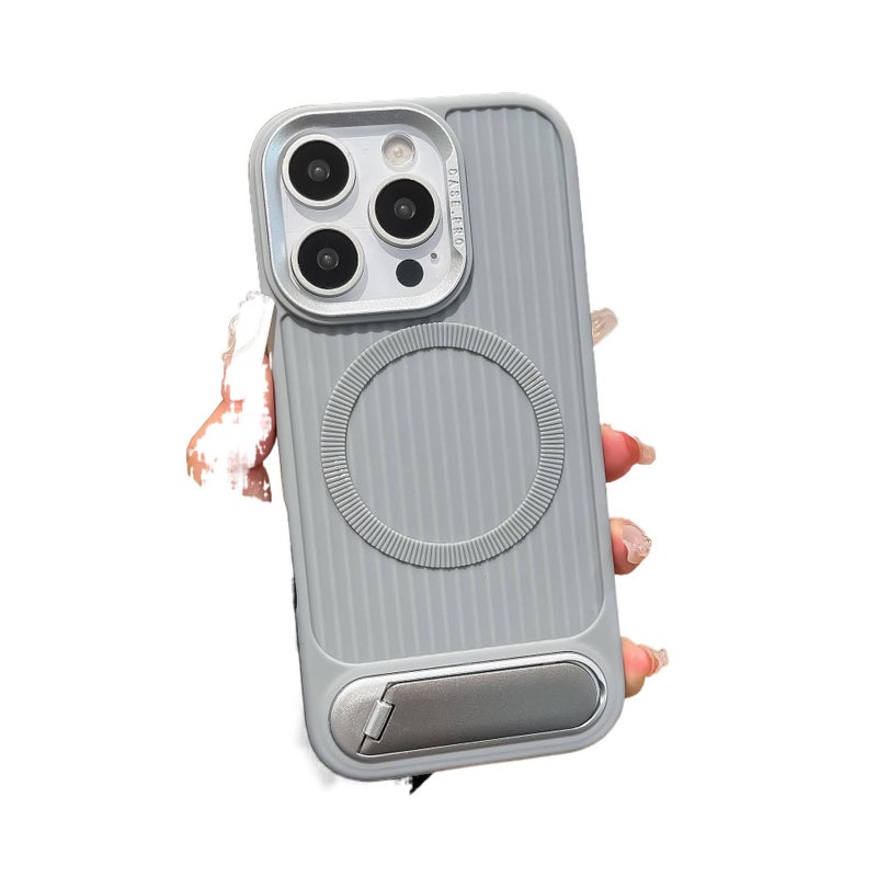 MS Silicone MagSafe Case for iPhone 14 / 14 Plus / 14 Pro / 14 Pro Max with Drop Protection and Kickstand plus Shockproof plus Strong Magnetic plus Full Coverage in Gray - Image 1