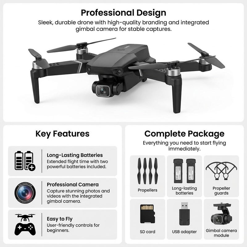 elecci E88 Drone with Screen Controller with SD card, Foldable Mini Drone for Beginners, 2 Batteries, 360Â° Flips Waypoint Fly, Active Obstacle Avoidance, One Key Take Off/Landing. (2 batteries - White) - Image 3