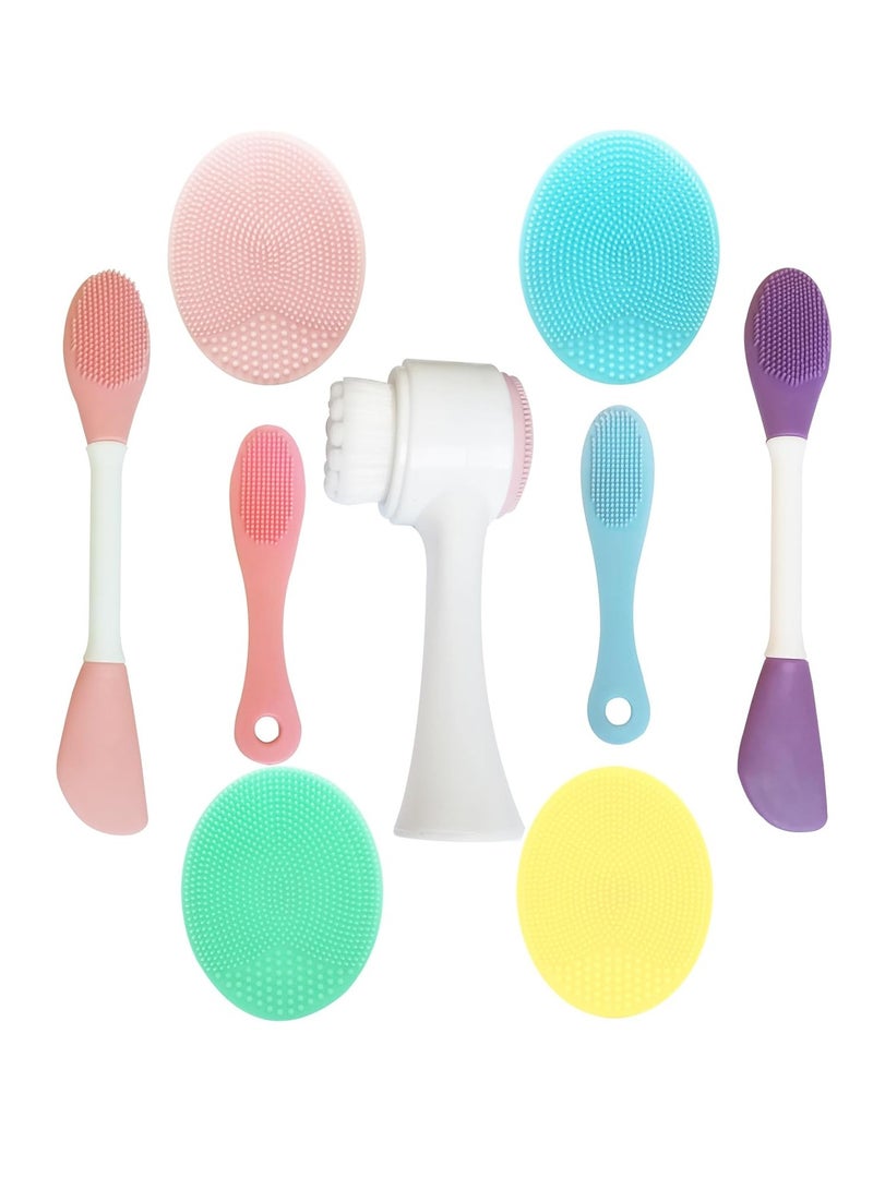 AE 9-in-1 Face Scrubber Face Cleaning Brushes Super Soft Silicone Face Cleanser Brush and Facial Cleansing Massager Brush Face Cleansing Brush Set - Image 1