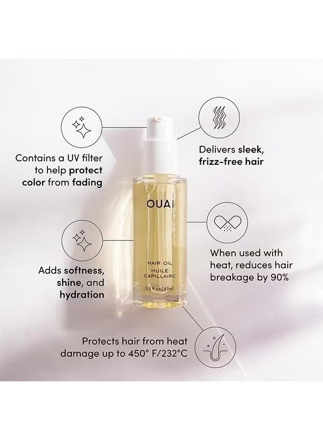 Ouai Hair Oil, Hair Heat Protectant Oil for Frizz Control, Adds Hair Shine and Smooths Split Ends, Color Safe Formula, Paraben, Phthalate and Sulfate Free (1.5 fl oz / 45 ml) - Image 3