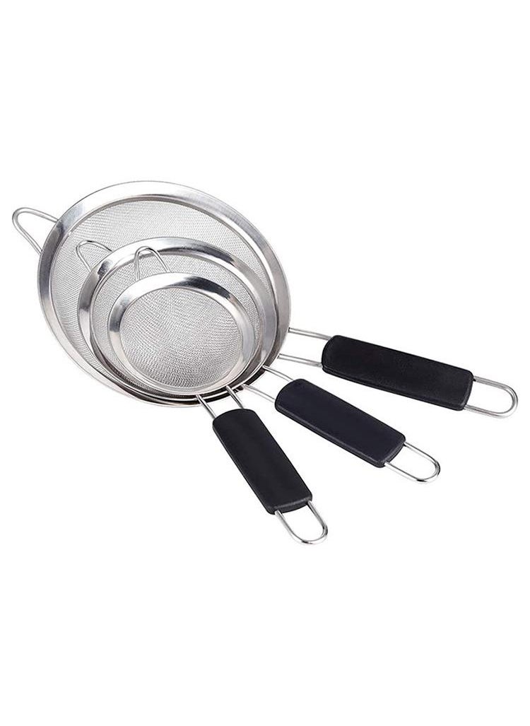 Y&D 3 Piece Set Of Black Handle Stainless Steel Food Filter Mesh Leakage  - Image 1