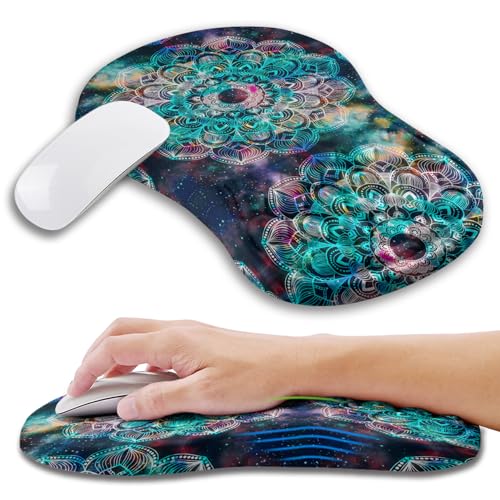 Kuosgm Ergonomic Mouse Pad Wrist Support with Memory Foam Massage Bulge, Carpal Tunnel Pain Relief Mousepad Wrist Rest for Mouse(12x8 inch, Mandala) - Image 1