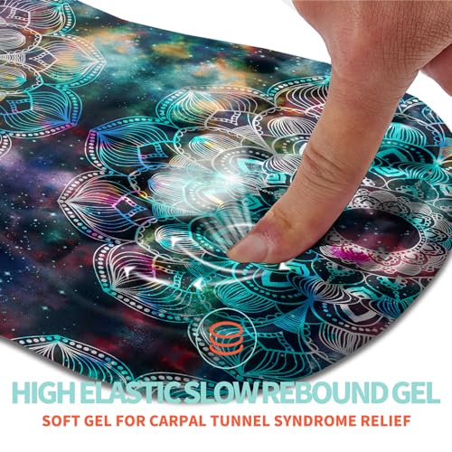 Kuosgm Ergonomic Mouse Pad Wrist Support with Memory Foam Massage Bulge, Carpal Tunnel Pain Relief Mousepad Wrist Rest for Mouse(12x8 inch, Mandala) - Image 2