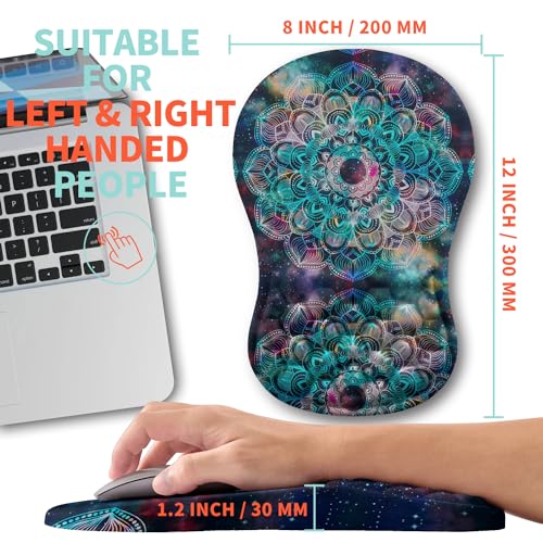Kuosgm Ergonomic Mouse Pad Wrist Support with Memory Foam Massage Bulge, Carpal Tunnel Pain Relief Mousepad Wrist Rest for Mouse(12x8 inch, Mandala) - Image 5