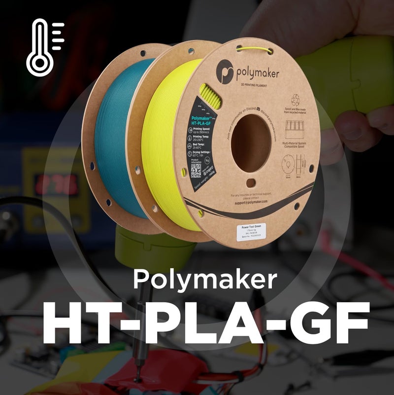 Polymaker HT-PLA-GF Filament 1.75mm Black, High Temp PLA for 3D Printing, Heat Resistant to 150Â°C, Easy to Print, Easy to Anneal, Works with Most FDM Printers, 1kg Spool - Image 2