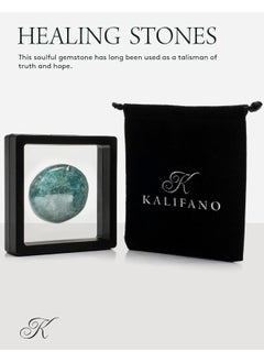 Kalifano KALIFANO Amazonite Palm Stone with Healing & Calming Effects - AAA Grade High Energy Amazonita Worry Stone with Information Card - Reiki Crystal Used for Intuition (Family Owned and Operated)  - Image 2