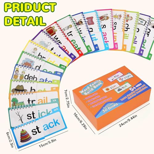 CYNVEXA 30PCS Read and Rhyme Flip Books, Interesting Word Family Flip Books, ABC Vocabulary Cards, Sight Words Flash Cards Kindergarten, Read and Rhyme Flip Activity Book - Image 2