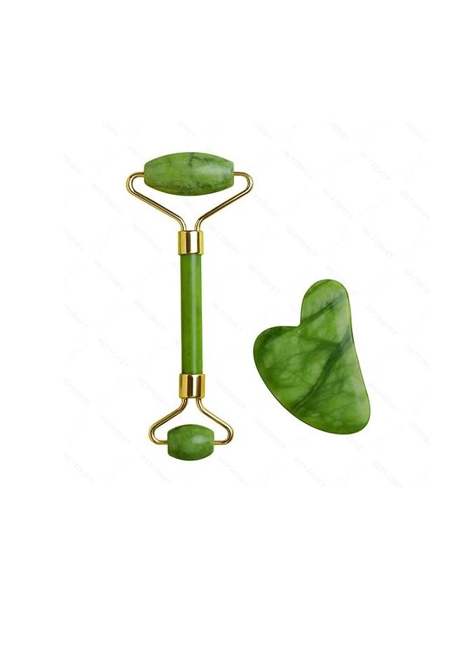 Generic Facial Massager Jade Roller & Gua Sha Tool Reduces Wrinkles Fine lines and Dark Circle 