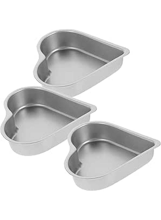 3Pcs Non Stick Heart Shaped Cake Pans Food Grade Metal Baking Molds for Jelly Pudding Parties Weddings - Image 1