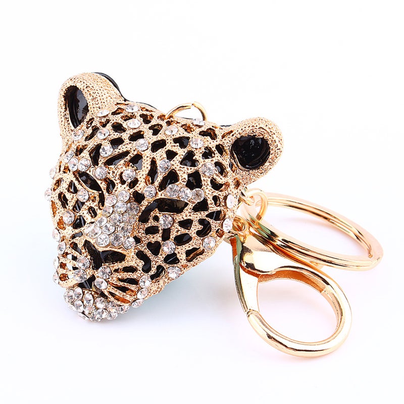 New Rhinestone Leopard Keyring Charm Pendant Purse Bag Key Ring Chain Keychain - Image 3