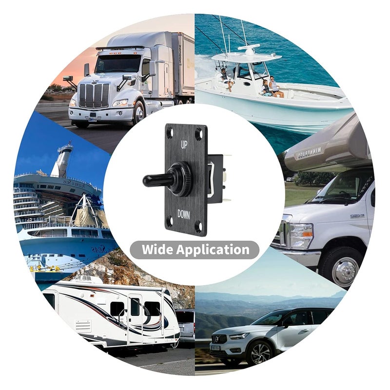 briidea Boat Trim Switch, Marine Toggle Up Down Switch for RV Boat 12V 15A On Off On Momentary Panel 3Pin Control - Image 4