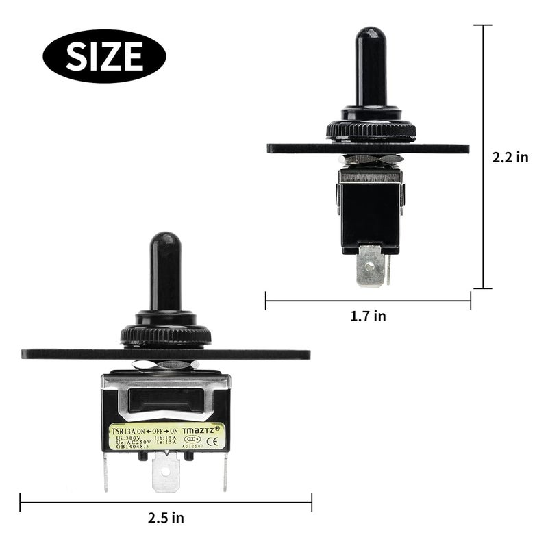 briidea Boat Trim Switch, Marine Toggle Up Down Switch for RV Boat 12V 15A On Off On Momentary Panel 3Pin Control - Image 2