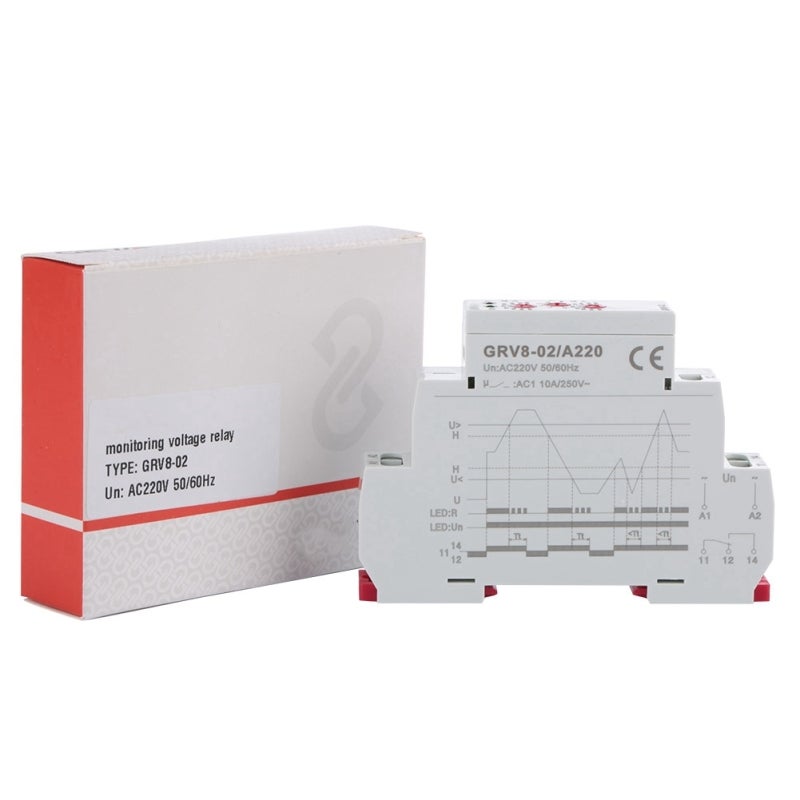 GEYA Voltage Monitoring Relay: 18mm Compact 35mm Rail Mount - High Accuracy ≤1% True RMS Measurement for Electrical Equipment Overvoltage Protection - Image 1
