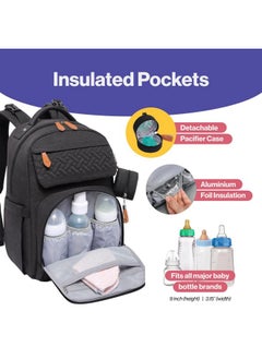 BabbleRoo Diaper Bag Backpack, Unisex Bags With Changing Pad, Pacifier Case & Stroller Straps, Multifunction Waterproof Travel Back Pack For Boys Girls, Black  - Image 5