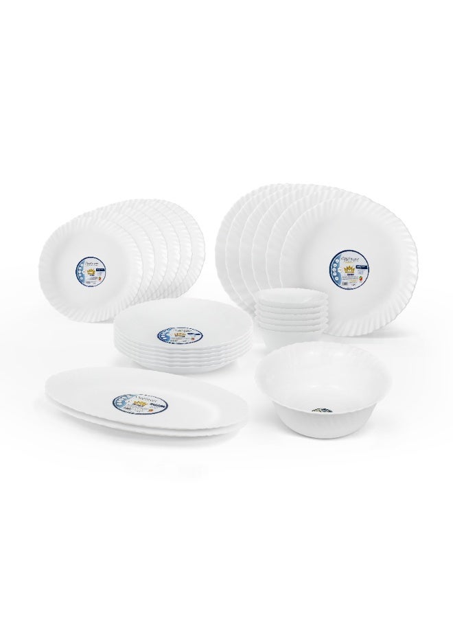 Melrich  طقم عشاء من الأوبال مكون من 27 قطعة: 6 أطباق عشاء، 6 أطباق حلويات، 6 أطباق شوربة، 1 صحن تقديم، 1 وعاء تقديم، 1 وعاء متوسط. آمن للغسالة وموفر للاستخدام في الميكروويف - Image 1