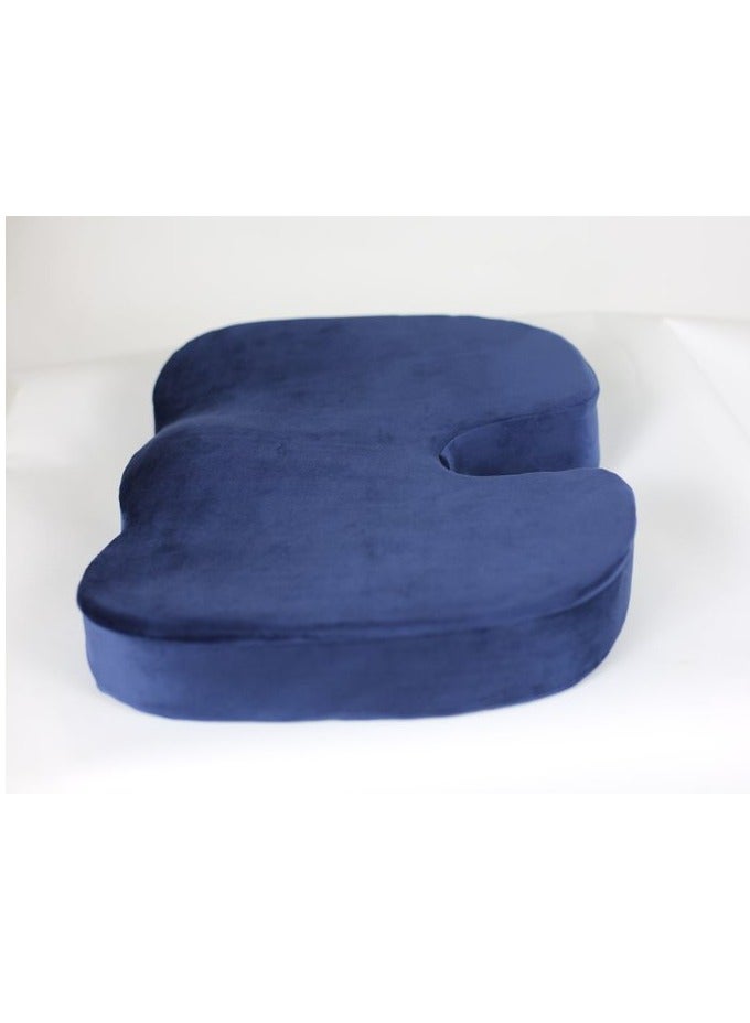 HT Medical seat cushion to treat fistula pain in the back, spine, sciatica, disc, and herniated disc - used for chairs and as a travel accessory - and relieves coccyx pain, German foam, navy blue - Image 2