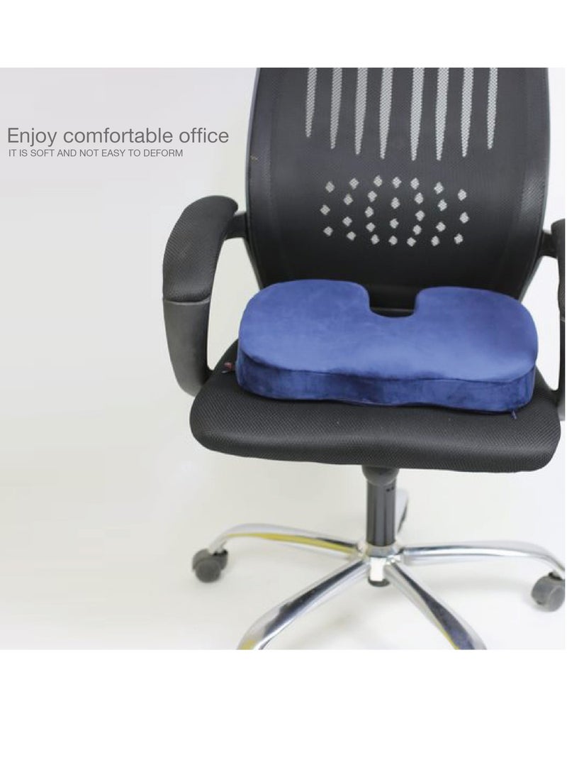 HT Medical seat cushion to treat fistula pain in the back, spine, sciatica, disc, and herniated disc - used for chairs and as a travel accessory - and relieves coccyx pain, German foam, navy blue - Image 4