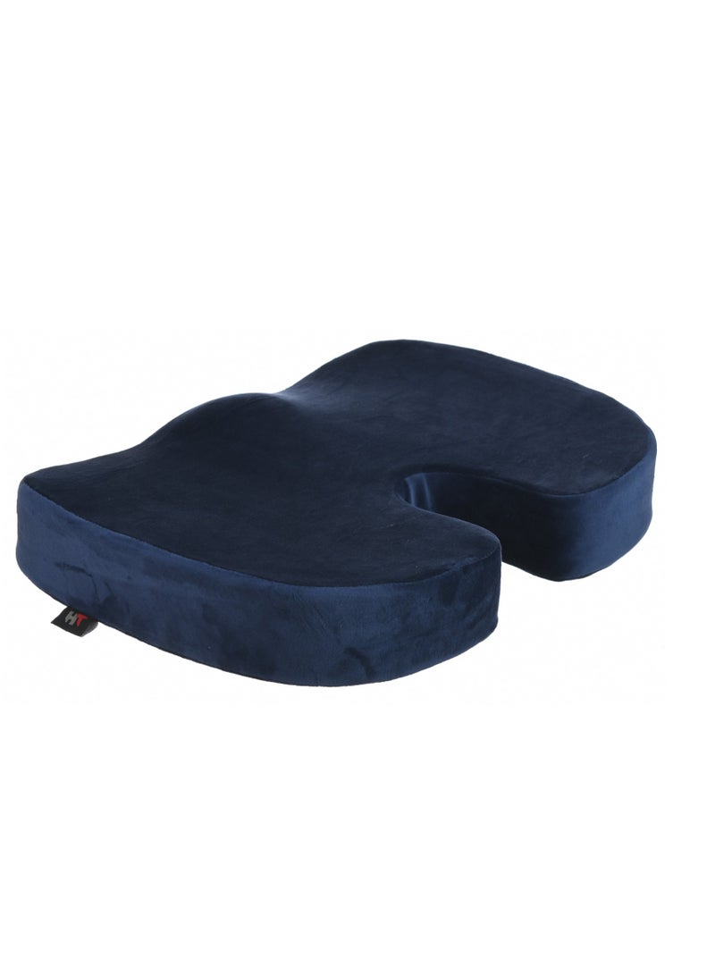 HT Medical seat cushion to treat fistula pain in the back, spine, sciatica, disc, and herniated disc - used for chairs and as a travel accessory - and relieves coccyx pain, German foam, navy blue - Image 1