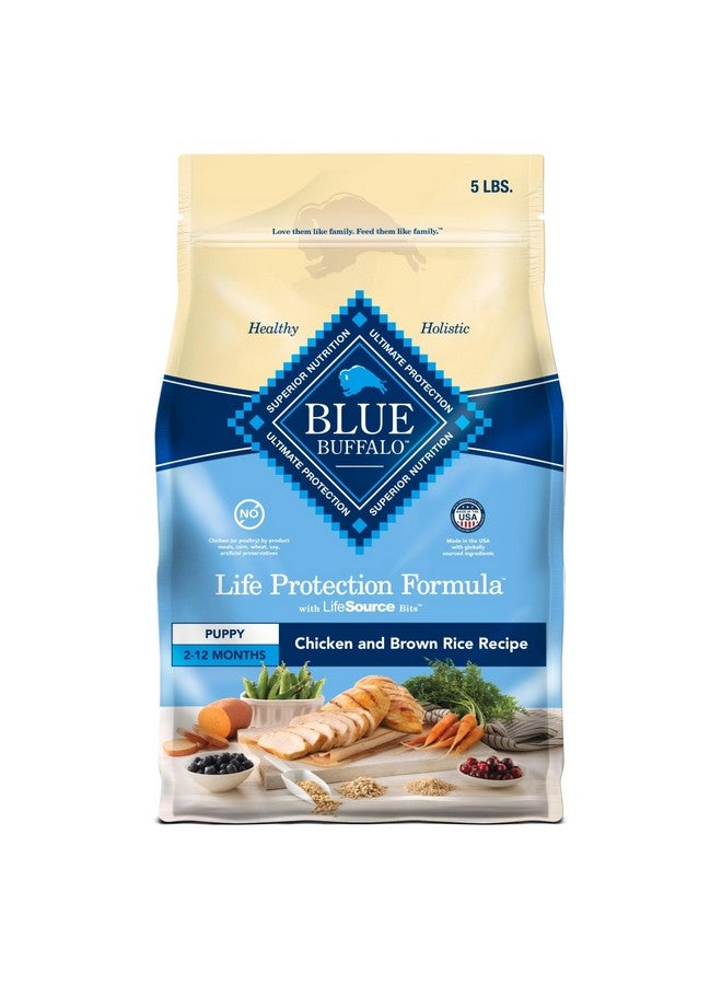 Blue Buffalo Life Protection Formula Puppy Dry Dog Food with DHA and ARA, Made with Natural Ingredients, Chicken & Brown Rice Recipe, 5-lb Bag - Image 1