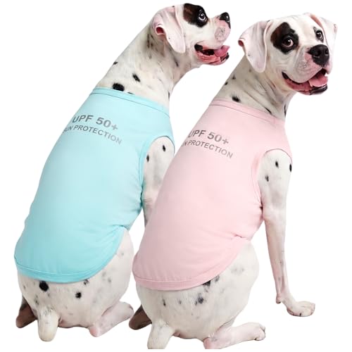 Kuoser 2 Pack Dog Shirts UPF 50 UV Sun Protection Lightweight Quick Dry Dog T Shirts for Small Medium Large Dogs Breathable Pet Vest Dogs Tshirt Pet Clothes for Indoor Outdoor Pink Mint XL - Image 1