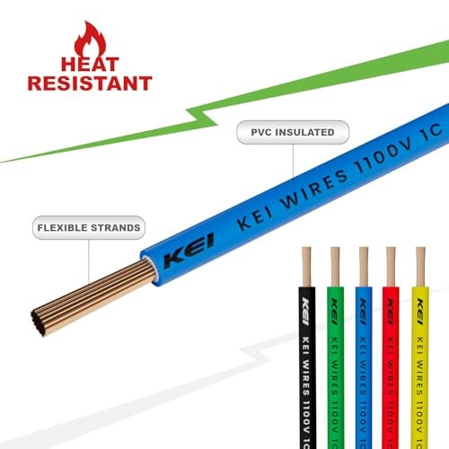KEI CONFLAME GREEN PLUS 1.5 sqmm 1 Core Copper Heat Resistant Flame Retardant Low Smoke & Halogen - Lead Free House Wire for Domestic & Industrial Electrical Wiring (Blue, 90 Meters) - Image 4