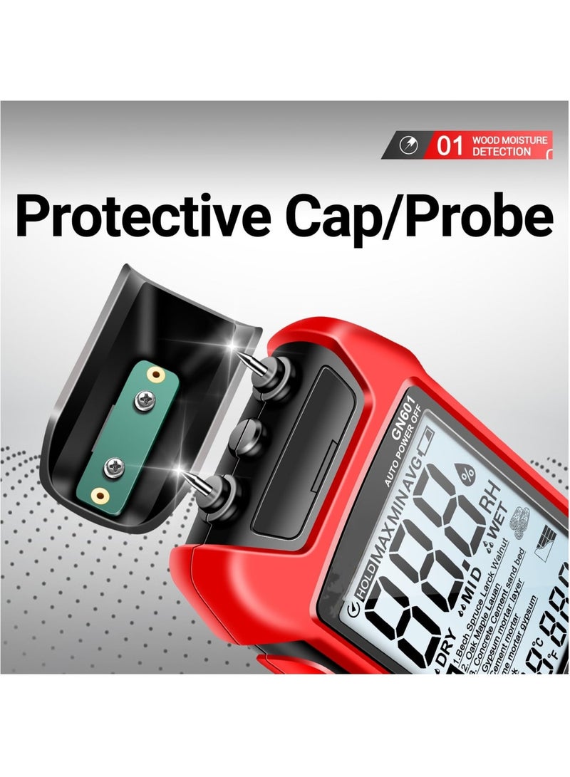 Zikra Wood Moisture Meter,GN601 Portable Pin-Type Detector, Water Leak Detector for Lumber Concrete Building,Wall Moisture Sensor Digital Humidity Tester for Firewood Lumber, Bricks, Floors - Image 5