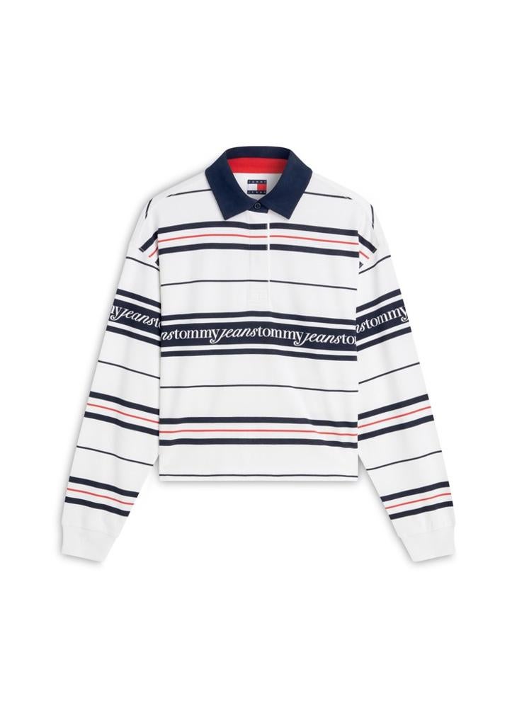 TOMMY JEANS Repeat Logo Relaxed Rugby Shirt - Image 5