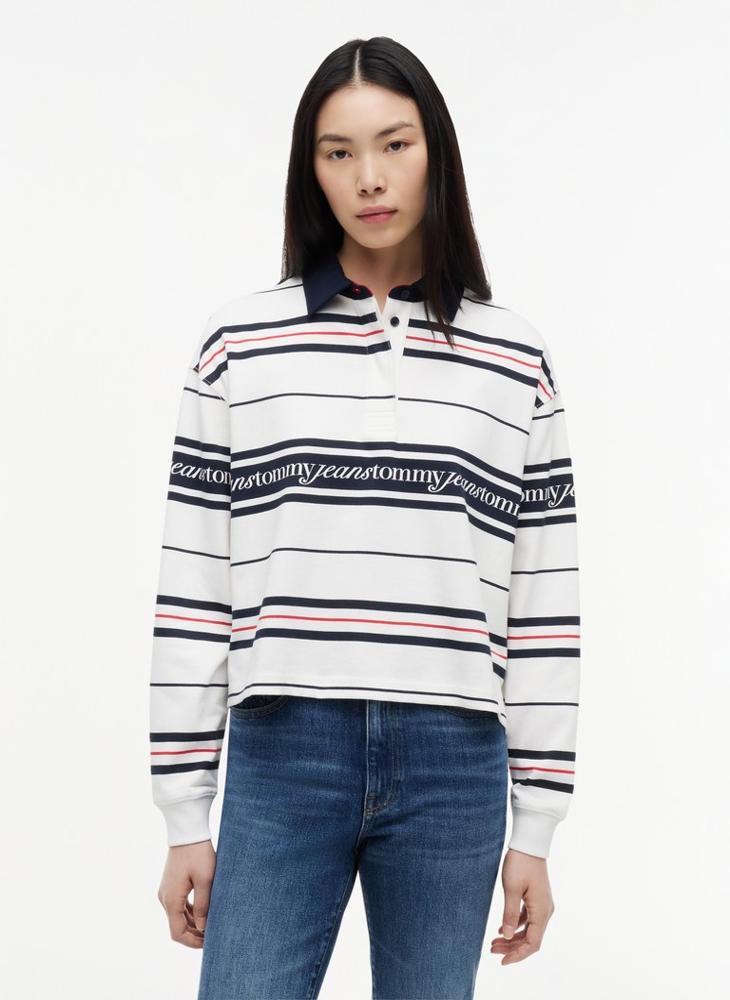 TOMMY JEANS Repeat Logo Relaxed Rugby Shirt - Image 1