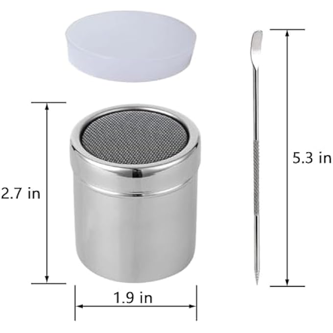 ريحني إبريق رغوة الحليب 350 مل 12 أونصة من الفولاذ المقاوم للصدأ كوب بخار رغوة الحليب كوب إسبرسو من الفولاذ المقاوم للصدأ مع قلم لاتيه آرت هزاز سكر بودرة منفضة 12 أونصة - Image 3